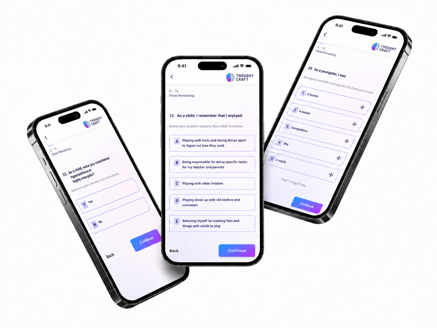 Mobile-responsive web application development for Thought Craft interactive personality assessment on smartphone devices by ImmensoTech