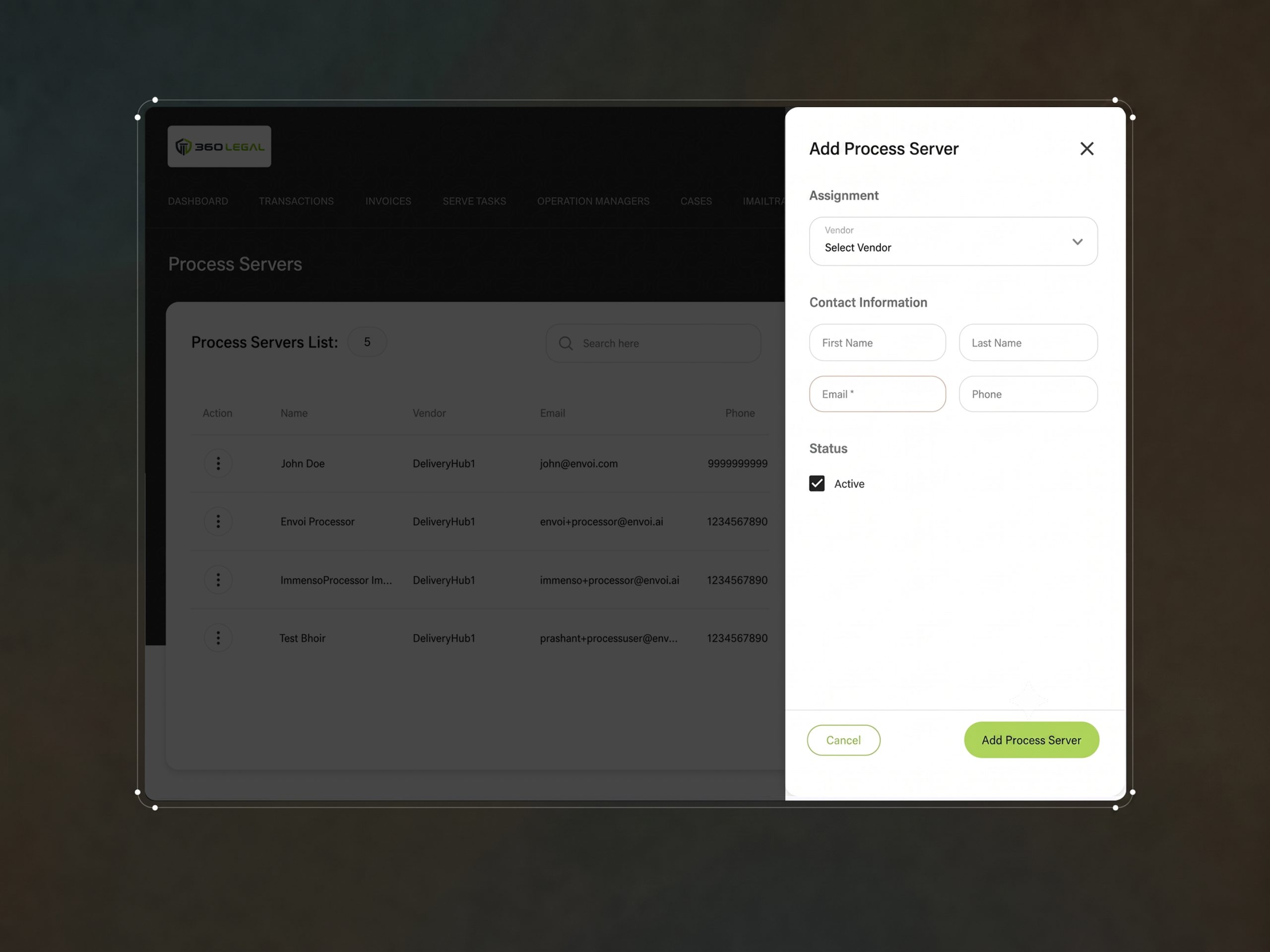 Custom legal database architecture and dynamic data table sorting functionalities for the 360 Legal platform developed by ImmensoTech