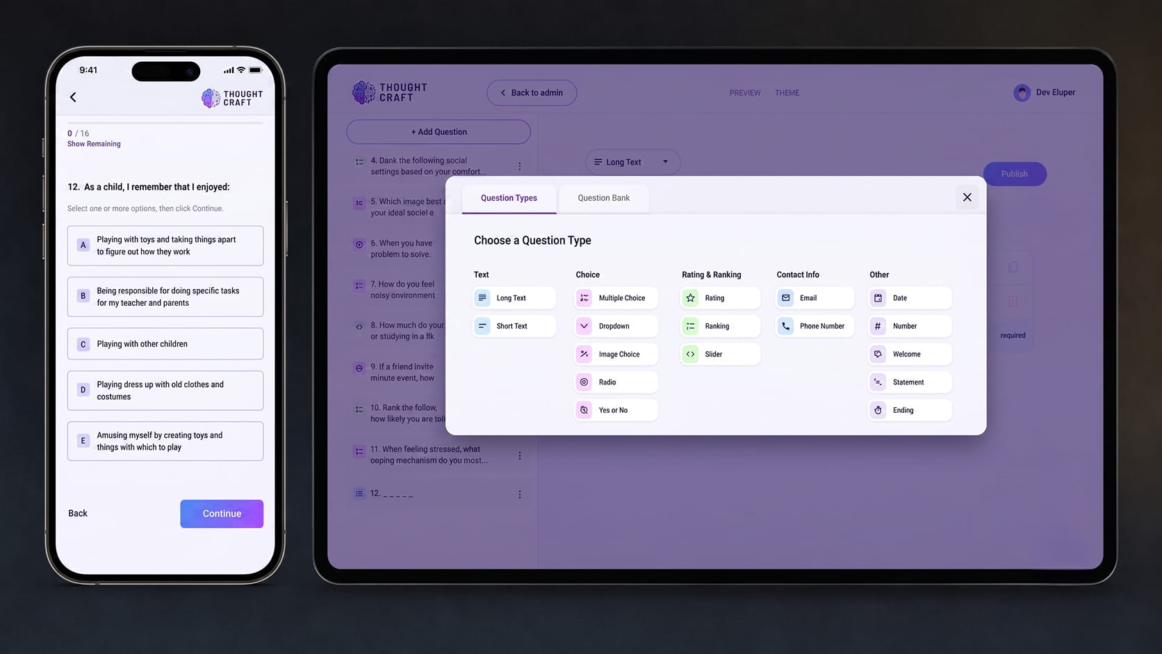 ThoughtCraft AI assessment platform interface