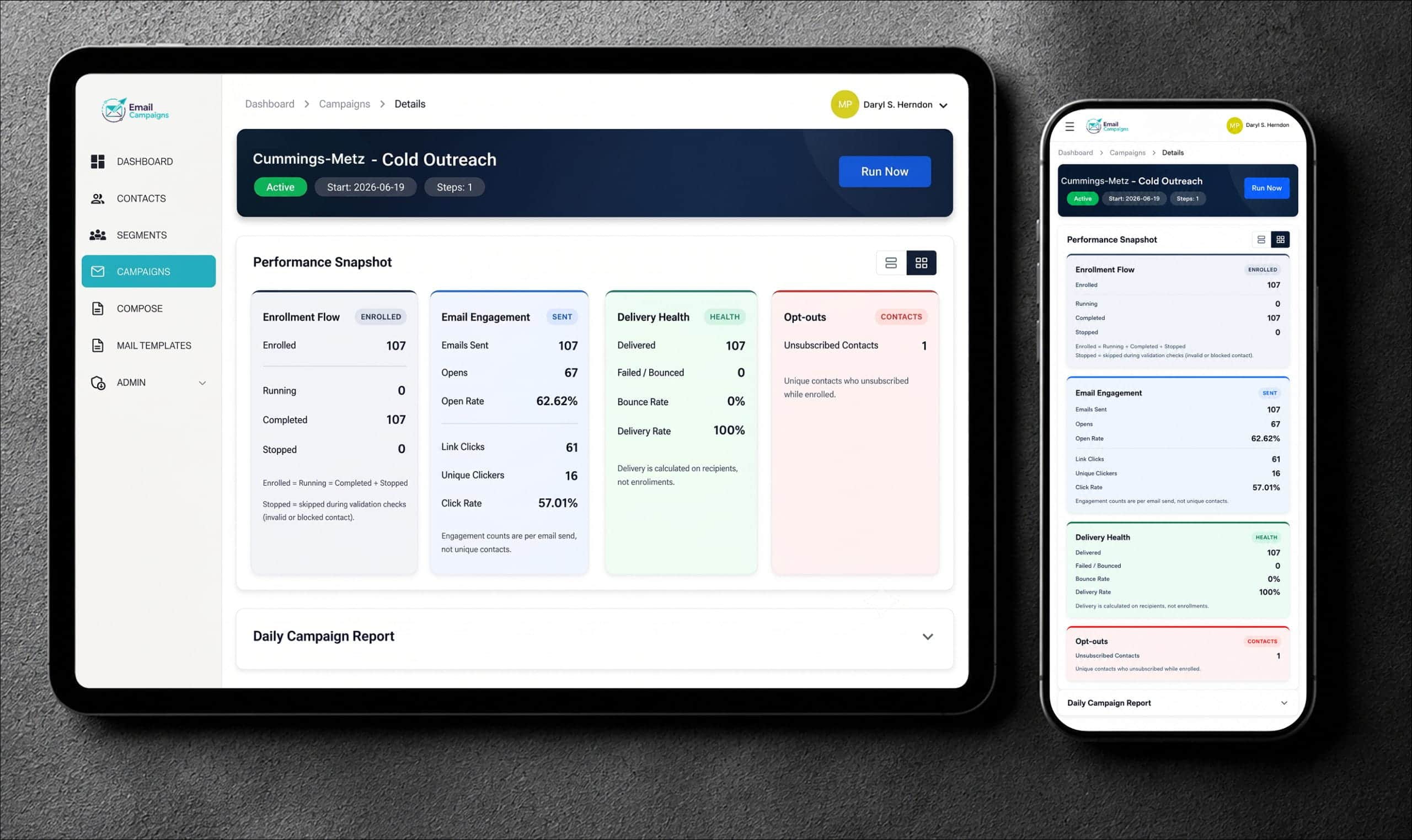Custom front-end form wizard engineering and intuitive campaign configuration workspace for an email marketing platform designed by ImmensoTech