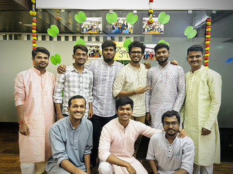 ImmensoTech software development team celebrating Dussehra festival in traditional ethnic attire at the office